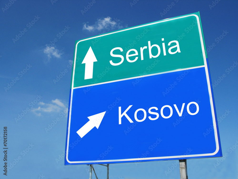 Serbia-Kosovo road sign