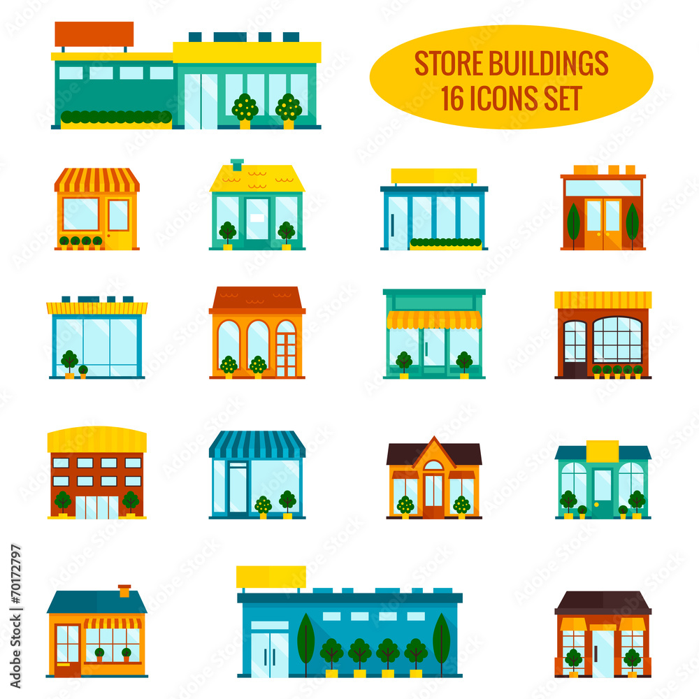 Obraz premium Store building icons set