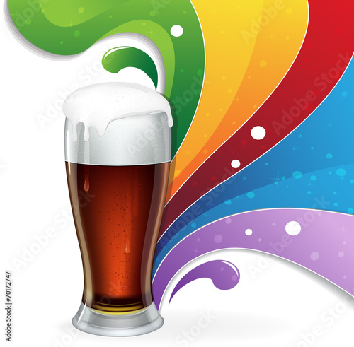 Glass of  beer and rainbow