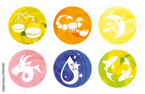 signs of the zodiac in watercolor circles