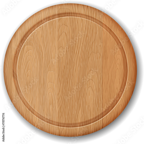 Realistic wooden cutting board, isolated on white