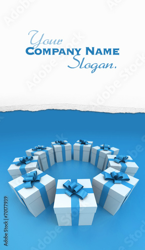 blue and white gift boxes c...