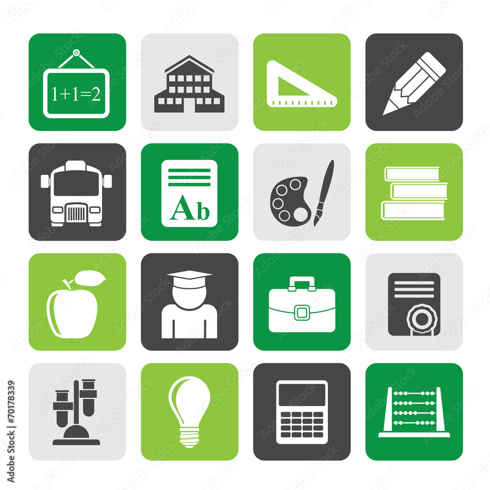 Silhouette school and education icons Silhouette school and education icons