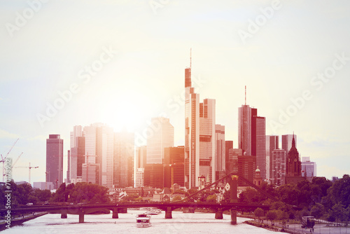 Skyline Frankfurt Evening sun photo