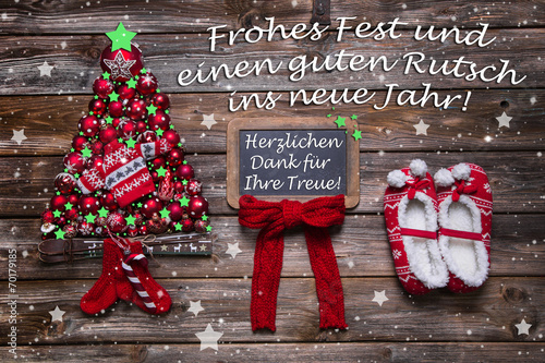 Weihnachtskarte rot für Geschäftskunden und Kunden photo