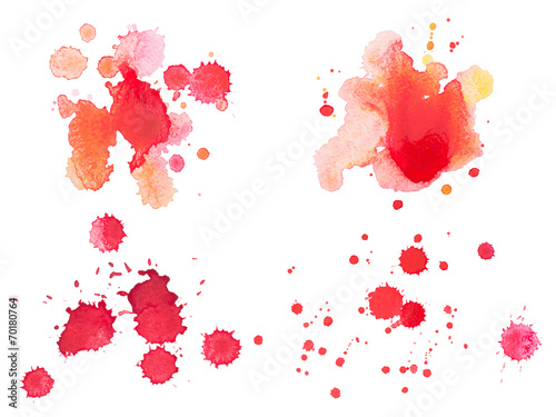 Abstract watercolor aquarelle hand drawn red blood drop splatter