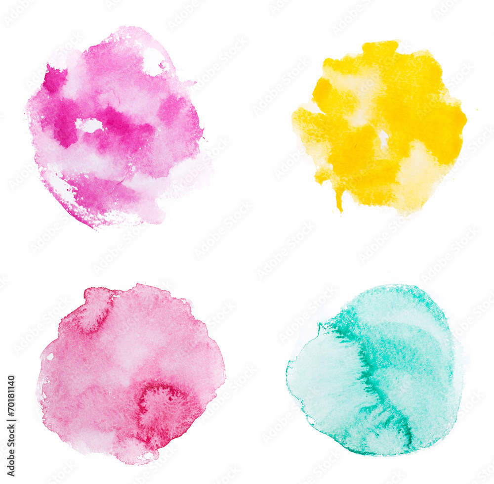 Abstract watercolor aquarelle hand drawn colorful shapes art