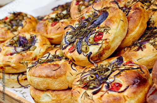 Mini focaccia bread with rosemary