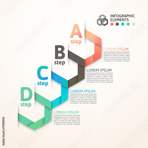 Modern business step origami style options banner
