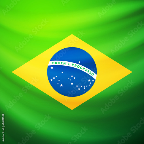 Waving fabric flag of Brazil
