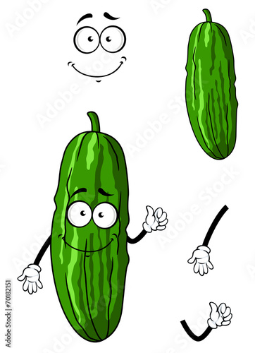 Happy green cartoon cucumber
