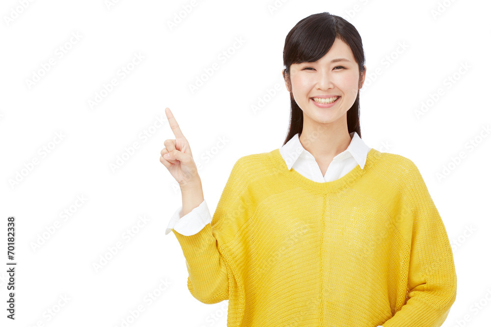 指差す女性 指差す女性