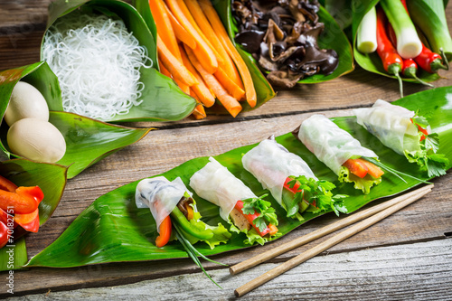 Fresh spring rolls wrapped ...