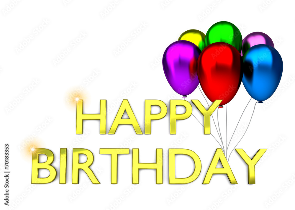 Birthday card with balloons and birthday text Birthday card with balloons and birthday text