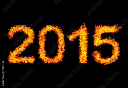 2015 year text made of flames