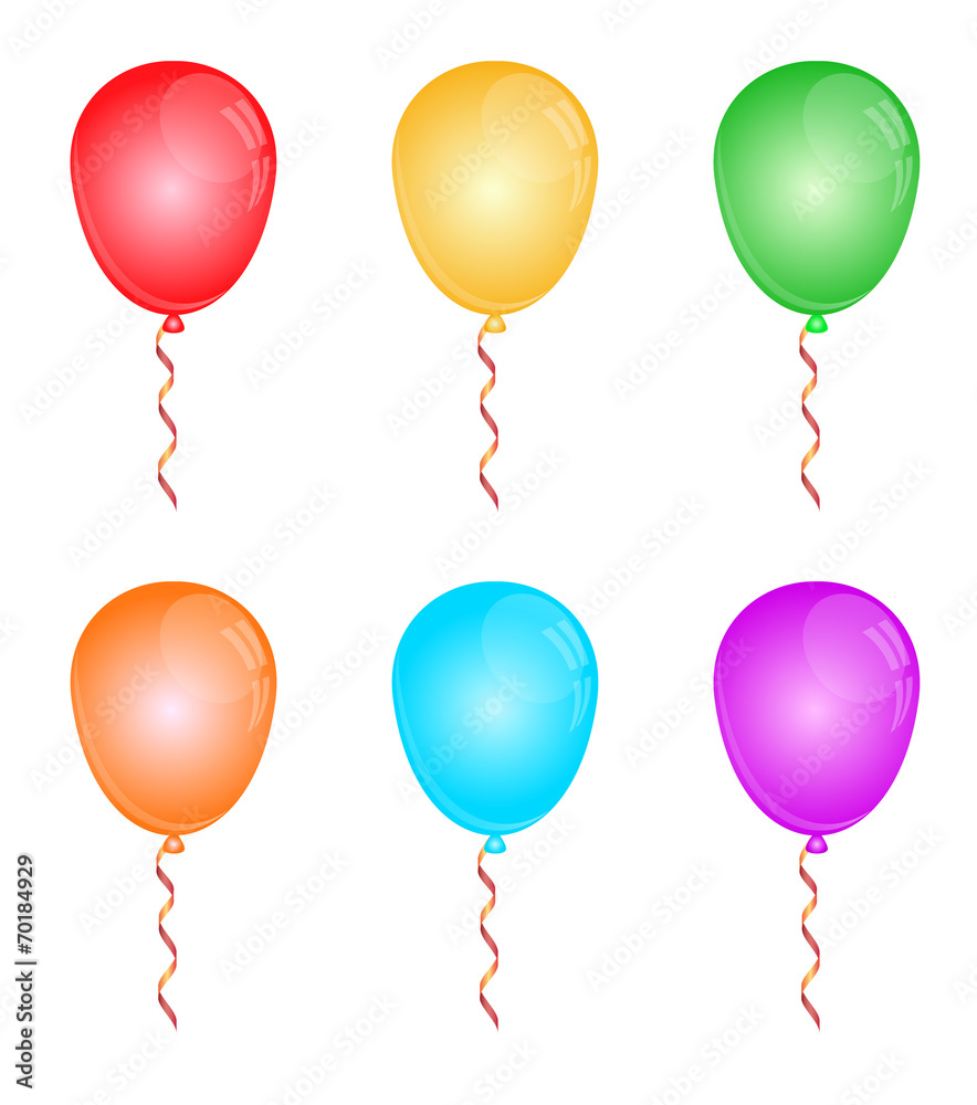 Color glossy balloons on white.