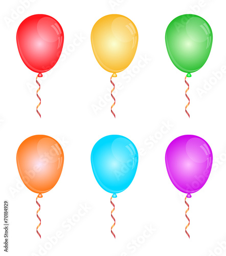Color glossy balloons on white.