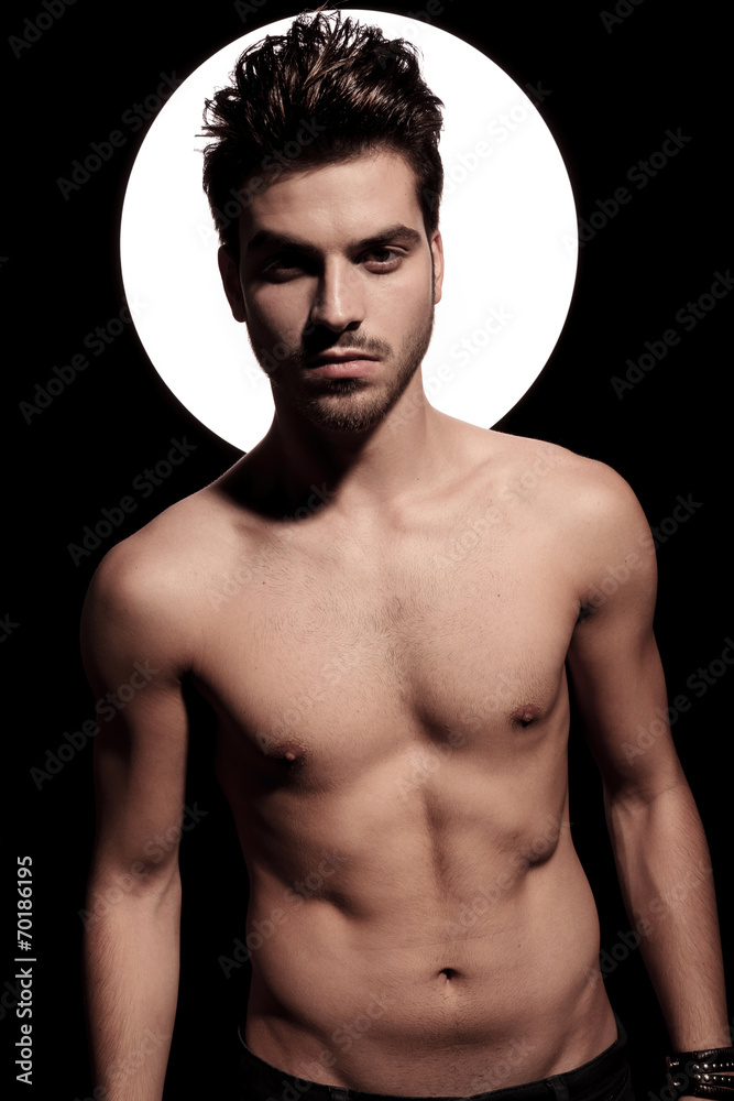 Fototapeta premium happy young naked man with light aura