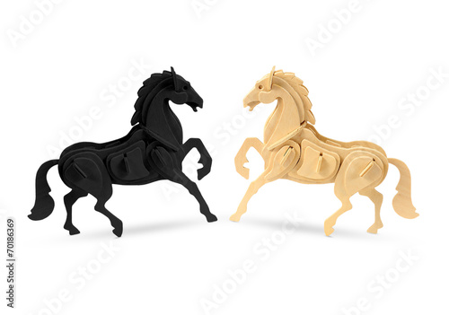 Wooden horse on white background