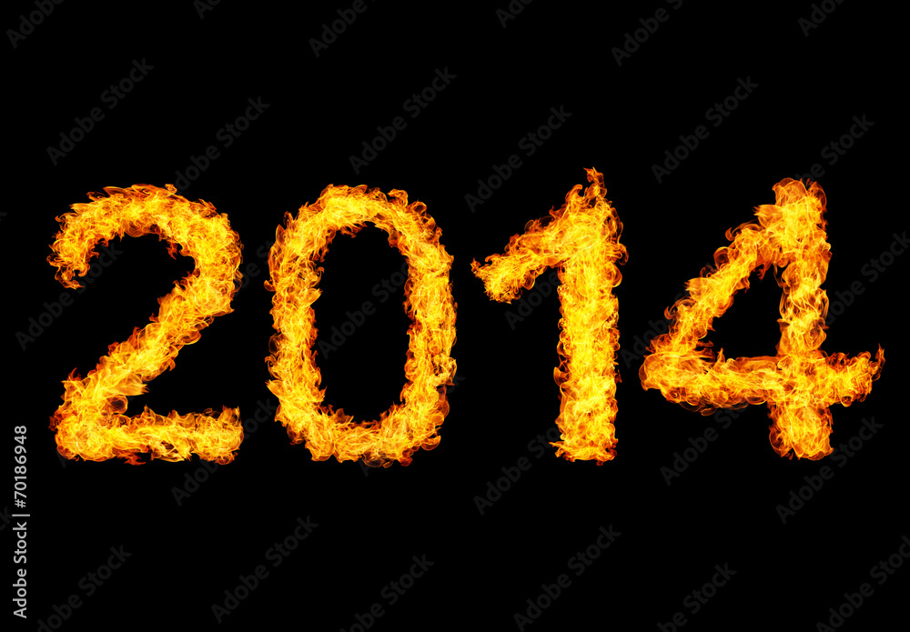 2014 year text made of flames 2014 year text made of flames