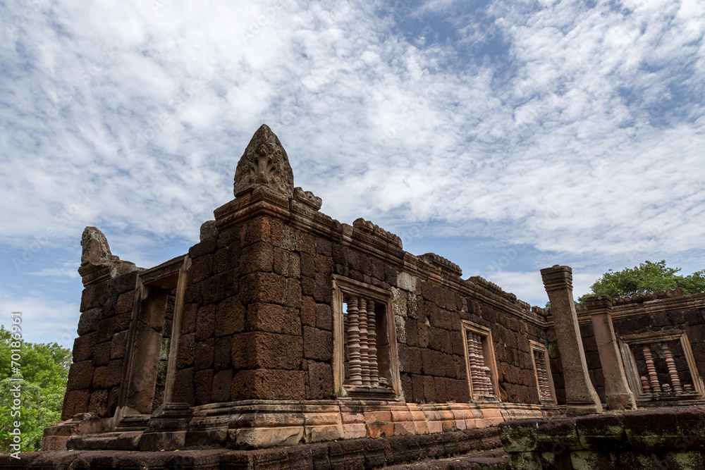 Khmer sanctuary in Thailand under blue sky