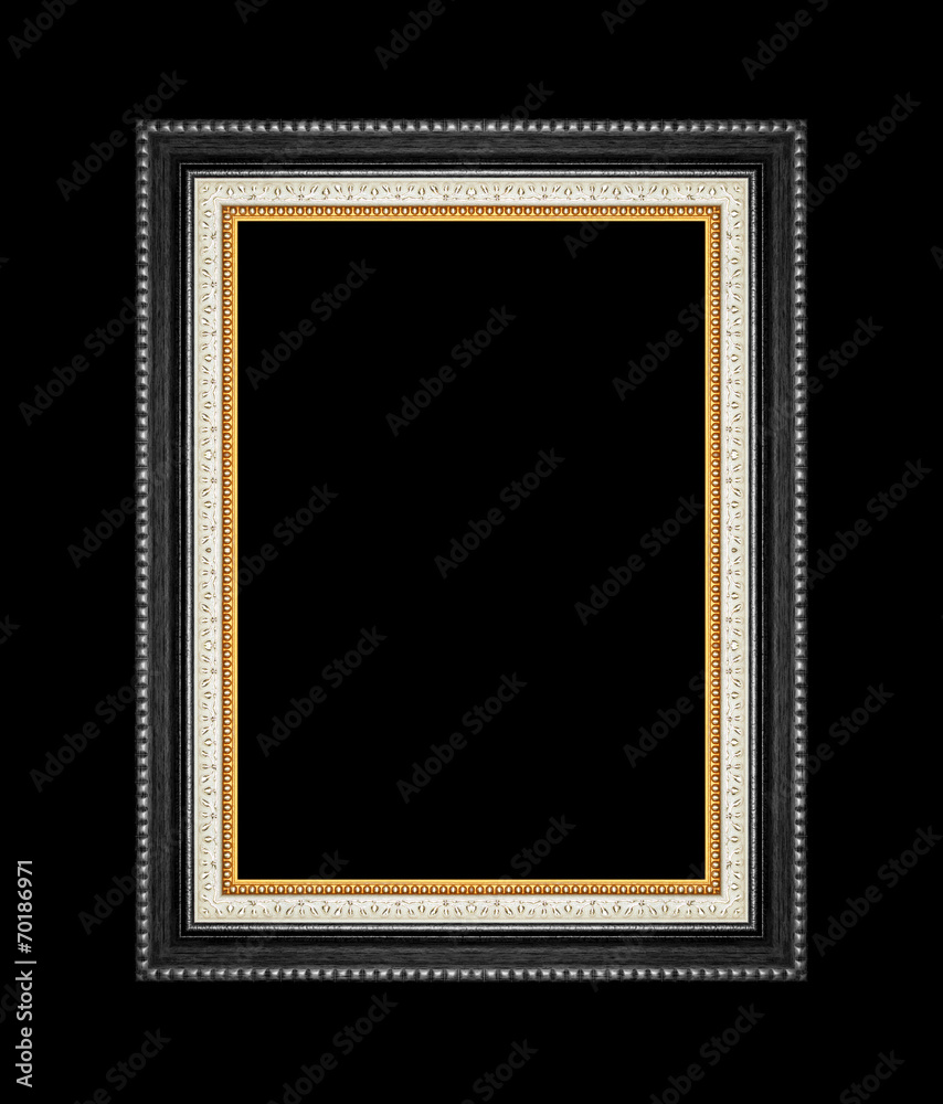 Picture frame carved wood frame Isolated on black background Picture frame carved wood frame Isolated on black background