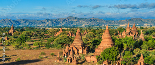 Fényképezés Pagoda view in Bagan where has a few thousand of pagoda, Myanmar