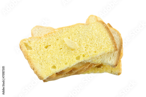 Butter toasted bread isolated.