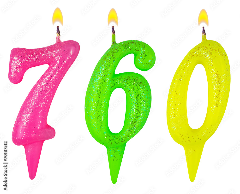 candles number seven hundred sixty isolated on white background candles number seven hundred sixty isolated on white background