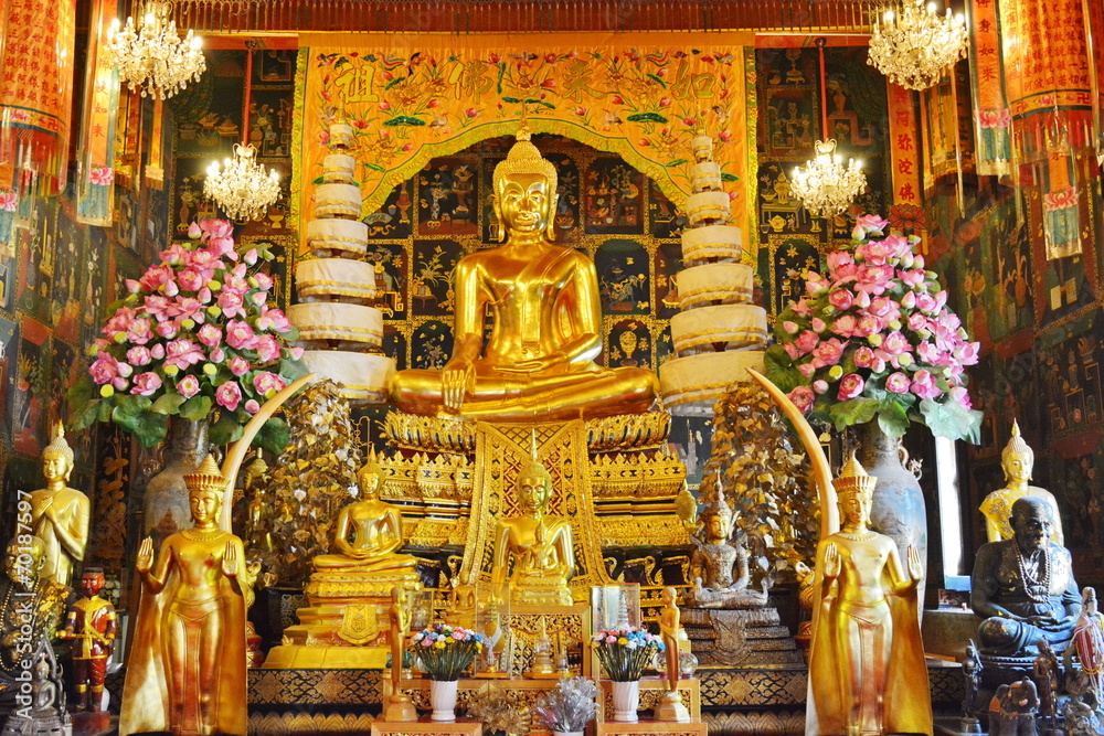 Buddha and Buddhism In temples, Ayutthaya, Thailand.