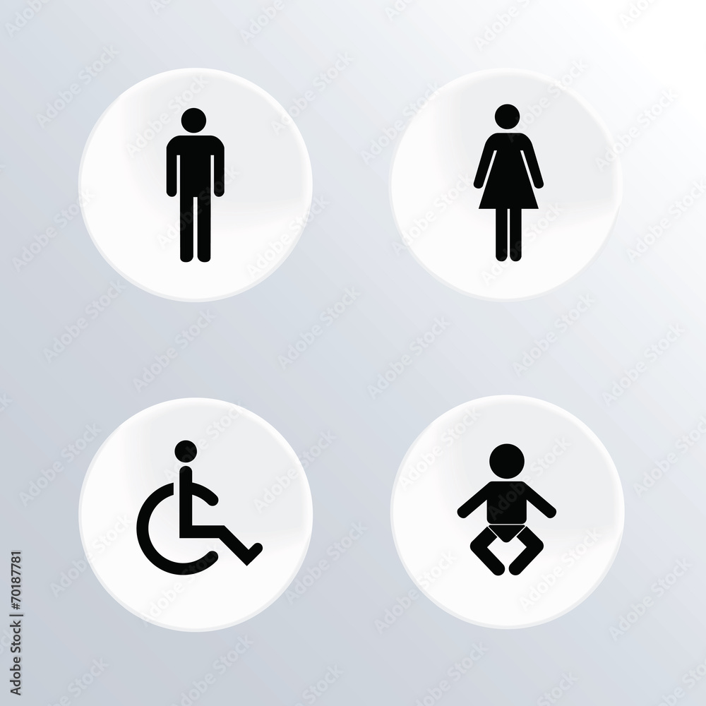 Set of toilet round buttons for website. Vector illustration Set of toilet round buttons for website. Vector illustration