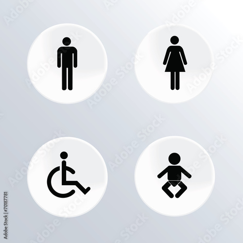 Set of toilet round buttons for website. Vector illustration