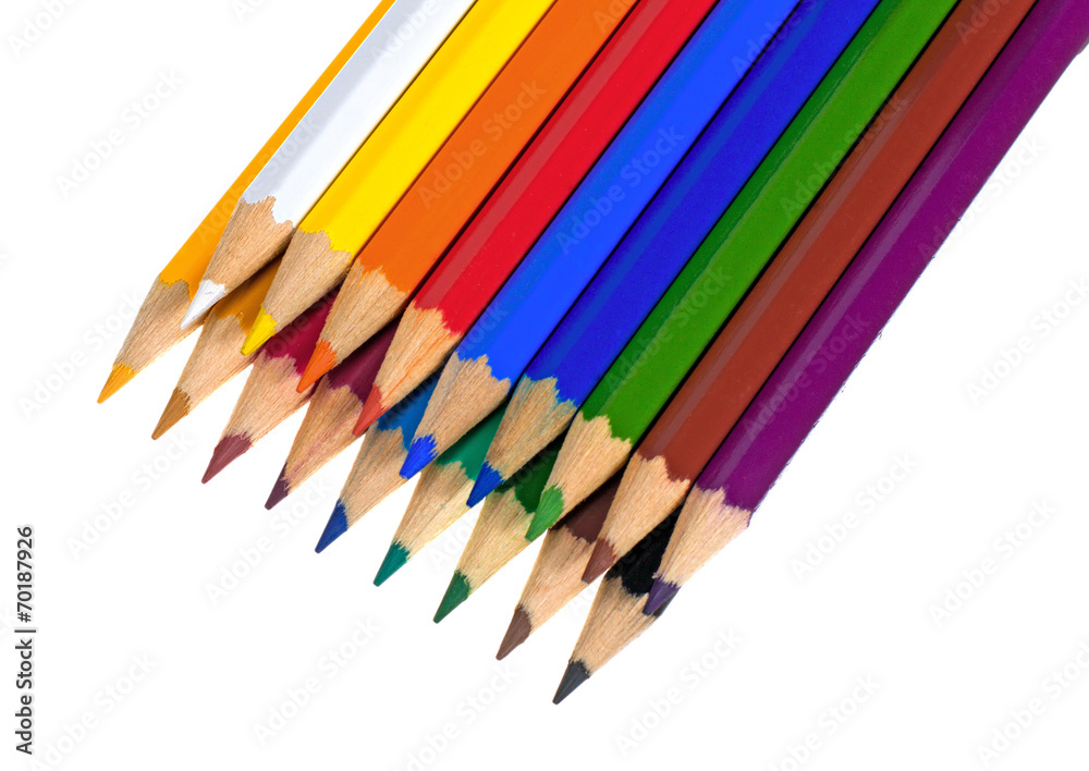colored pencils isolated on white background colored pencils isolated on white background