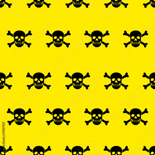 Hintergrund Piratenflagge Totenkopf, schwarz, gelb, nahtlos Stock