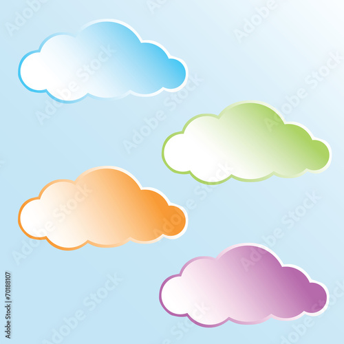 Set of colorful clouds buttons for website or app. Vector eps10.