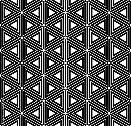 Hexagons and triangles texture. Seamless geometric pattern. Vect
