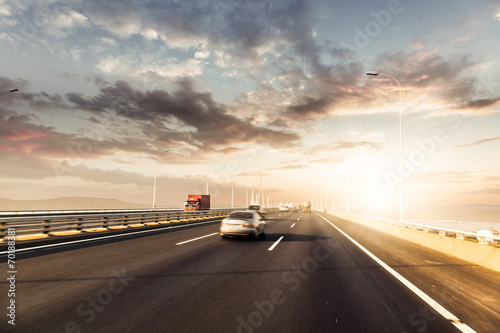 highway in sunset