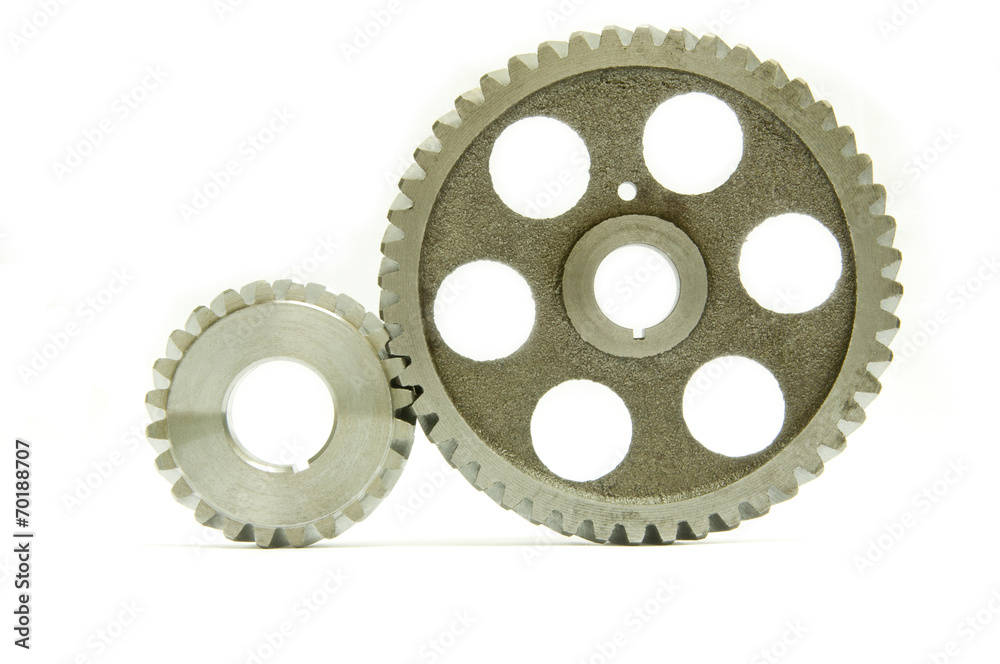 metal gears on a white background metal gears on a white background