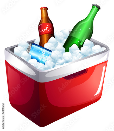 A cooler with softdrinks