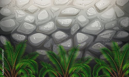 A stonewall with plants