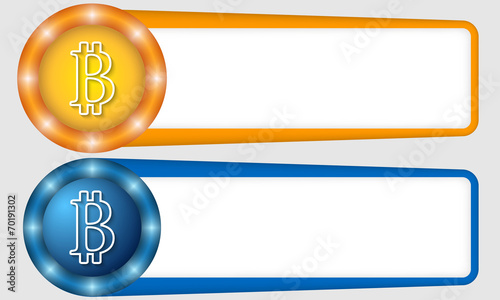blue and orange frames for any text with bitcoin