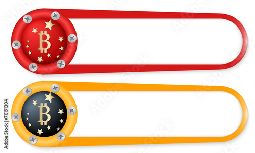 set of two buttons with screws and bitcoin