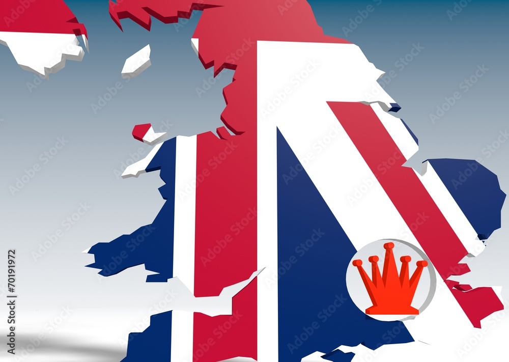 united kingdom 3d map with chess queen icon in hole united kingdom 3d map with chess queen icon in hole