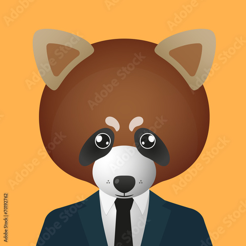 Fototapeta Naklejka Na Ścianę i Meble -  Red panda avatar wearing suit