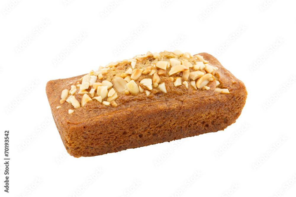 Banana cake isolated on white background Banana cake isolated on white background