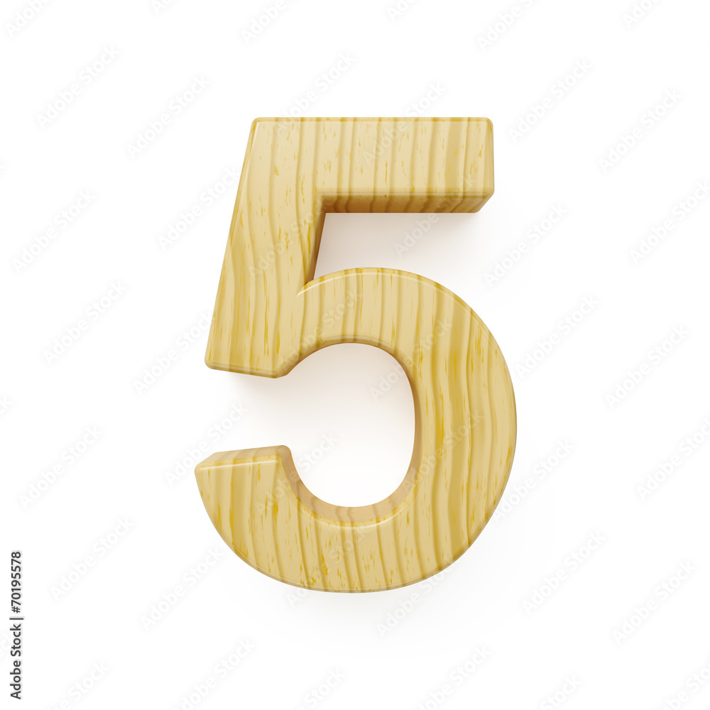Wood digit five symbol - 5 Wood digit five symbol - 5