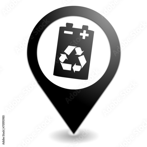 recyclage des piles sur symbole localisation noir