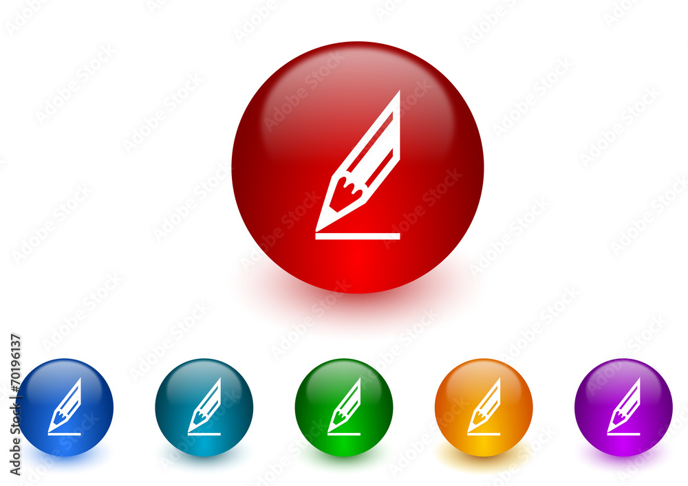 pencil internet icons colorful set pencil internet icons colorful set