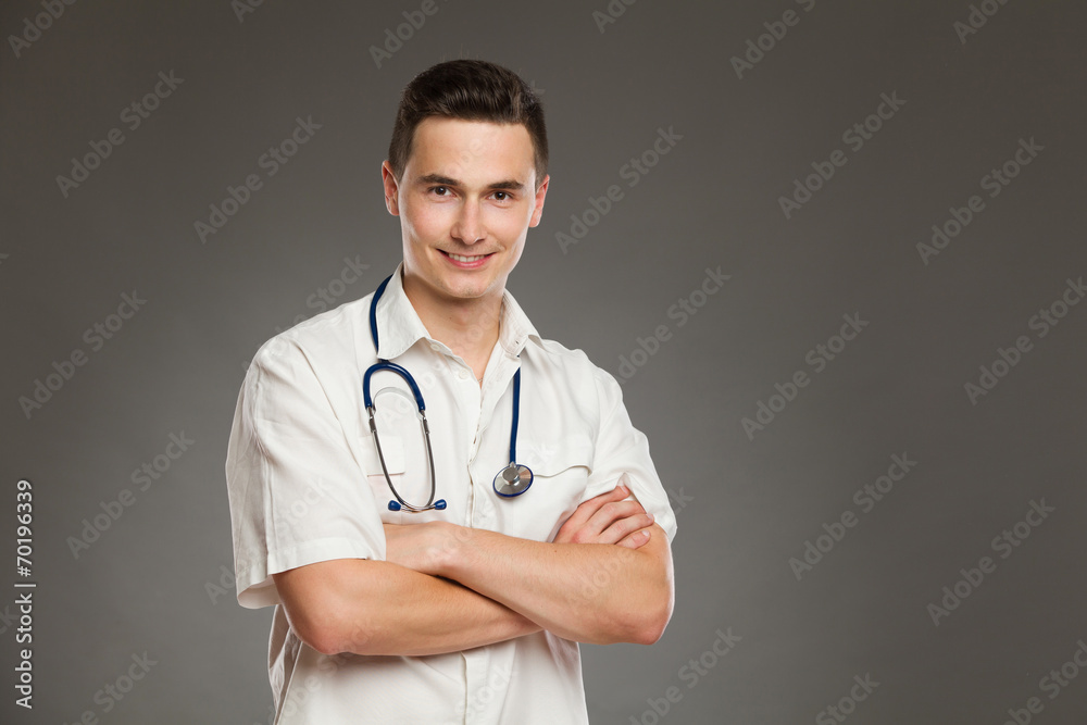 Cheerful doctor with copy space. Cheerful doctor with copy space.