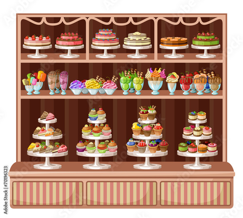 Store of sweets and bakery. vector illustration